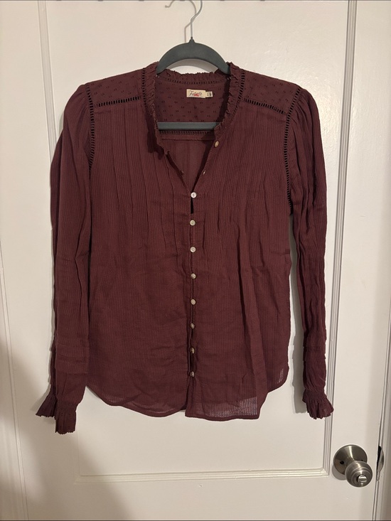 Faherty Tops - Faherty Burgundy Eyelet Button-Down Blouse